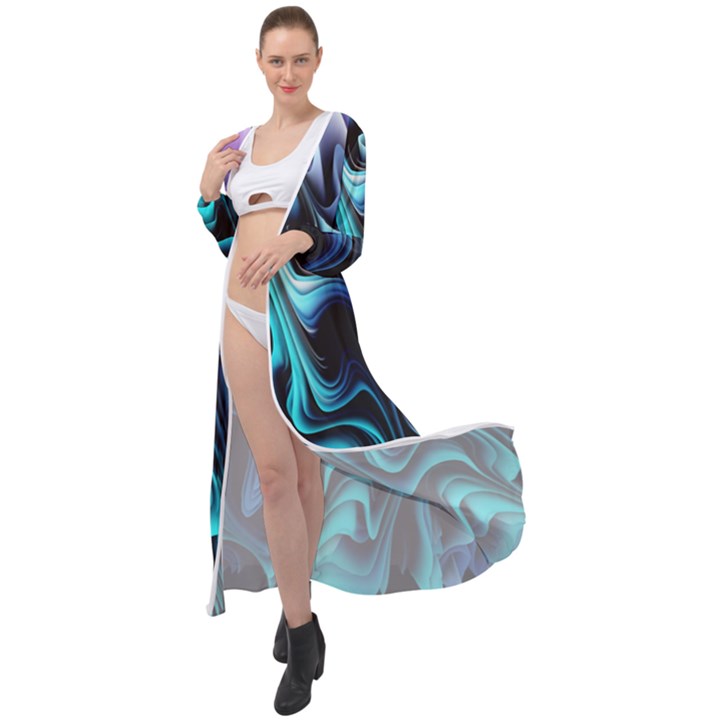 Nature Water Wave Architecture Maxi Chiffon Beach Wrap