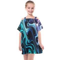 Nature Water Wave Architecture Kids  One Piece Chiffon Dress by Salmanaz77