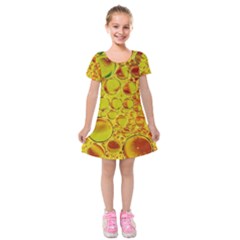 Oil Drop Water Oil Abstract Oily Kids  Short Sleeve Velvet Dress