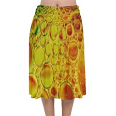 Oil Drop Water Oil Abstract Oily Velvet Flared Midi Skirt