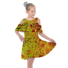 Oil Drop Water Oil Abstract Oily Kids  Shoulder Cutout Chiffon Dress by Salmanaz77