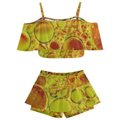 Oil Drop Water Oil Abstract Oily Kids  Off Shoulder Skirt Bikini by Salmanaz77