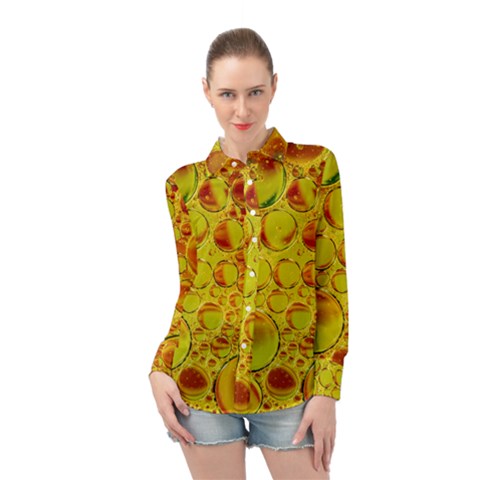 Oil Drop Water Oil Abstract Oily Long Sleeve Chiffon Shirt by Salmanaz77