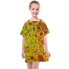 Oil Drop Water Oil Abstract Oily Kids  One Piece Chiffon Dress by Salmanaz77