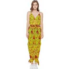 Oil Drop Water Oil Abstract Oily Sleeveless Tie Ankle Chiffon Jumpsuit