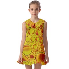 Oil Drop Water Oil Abstract Oily Kids  Pilgrim Collar Ruffle Hem Dress by Salmanaz77