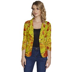 Oil Drop Water Oil Abstract Oily Women s One-button 3/4 Sleeve Short Jacket by Salmanaz77