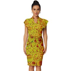 Oil Drop Water Oil Abstract Oily Vintage Frill Sleeve V-neck Bodycon Dress by Salmanaz77