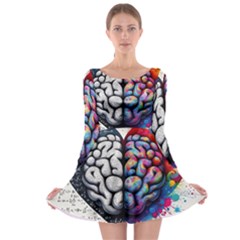 Brain Heart Math Long Sleeve Skater Dress