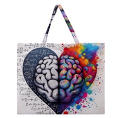 Brain Heart Math Zipper Large Tote Bag by Salmanaz77