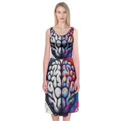 Brain Heart Math Midi Sleeveless Dress