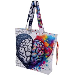 Brain Heart Math Drawstring Tote Bag by Salmanaz77