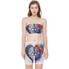 Brain Heart Math Stretch Shorts And Tube Top Set by Salmanaz77