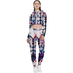 Brain Heart Math Cropped Zip Up Lounge Set by Salmanaz77