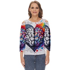 Brain Heart Math Cut Out Wide Sleeve Top