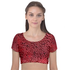 Drops Water Drops Trypophobia Velvet Short Sleeve Crop Top  by Salmanaz77