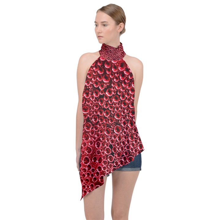 Drops Water Drops Trypophobia Halter Asymmetric Satin Top