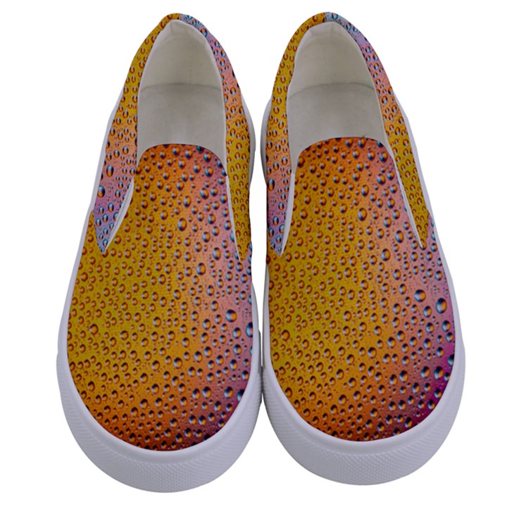 Rain Water Raindrops Droplets Kids  Canvas Slip Ons