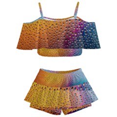 Rain Water Raindrops Droplets Kids  Off Shoulder Skirt Bikini by Salmanaz77