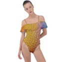 Rain Water Raindrops Droplets Frill Detail One Piece Swimsuit View1