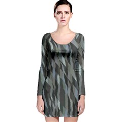 Intricate Camo Print Design Bk Long Sleeve Velvet Bodycon Dress