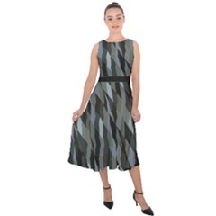 Intricate Camo Print Design Bk Midi Tie-back Chiffon Dress by dflcprintsclothing