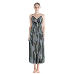 Intricate Camo Print Design Bk Button Up Chiffon Maxi Dress by dflcprintsclothing