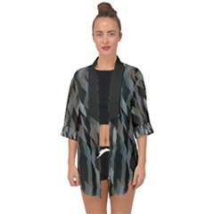 Intricate Camo Print Design Bk Open Front Chiffon Kimono