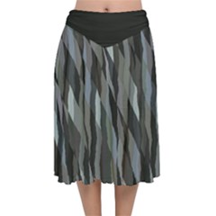 Intricate Camo Print Design Bk Velvet Flared Midi Skirt