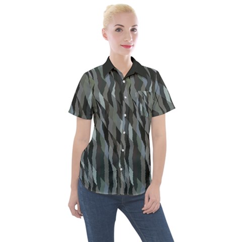 Intricate Camo Print Design Bk Women s Short Sleeve Pocket Shirt by dflcprintsclothing