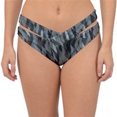 Intricate Camo Print Design Bk Double Strap Halter Bikini Bottoms