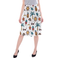 Summer Pineapple Fruit Tropical Midi Beach Skirt by Grandong