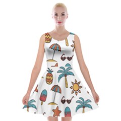 Summer Pineapple Fruit Tropical Velvet Skater Dress