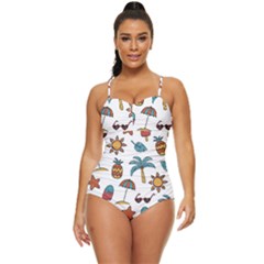 Summer Pineapple Fruit Tropical Retro Full Coverage Swimsuit by Grandong