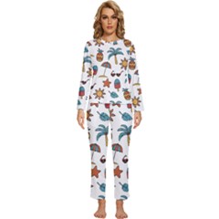 Summer Pineapple Fruit Tropical Womens  Long Sleeve Lightweight Pajamas Set by Grandong