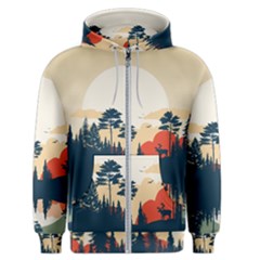 Summer Lake Forest Sunset Deer Water Men s Zipper Hoodie