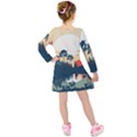 Summer Lake Forest Sunset Deer Water Kids  Long Sleeve Velvet Dress View2