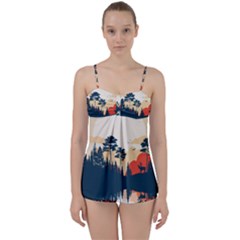 Summer Lake Forest Sunset Deer Water Babydoll Tankini Set by Grandong