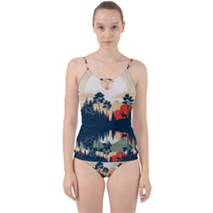 Summer Lake Forest Sunset Deer Water Cut Out Top Tankini Set by Grandong