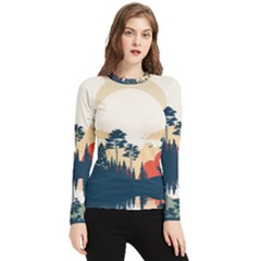 Summer Lake Forest Sunset Deer Water Women s Long Sleeve Rash Guard by Grandong