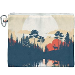 Summer Lake Forest Sunset Deer Water Canvas Cosmetic Bag (xxxl) by Grandong