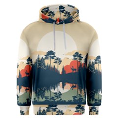 Summer Lake Forest Sunset Deer Water Men s Overhead Hoodie