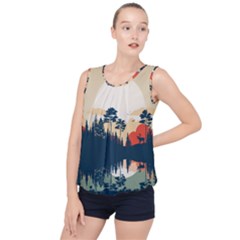 Summer Lake Forest Sunset Deer Water Bubble Hem Chiffon Tank Top by Grandong