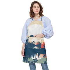 Summer Lake Forest Sunset Deer Water Pocket Apron by Grandong