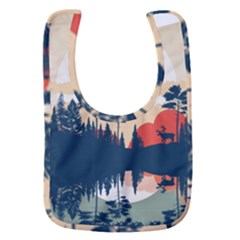 Summer Lake Forest Sunset Deer Water Baby Bib by Grandong