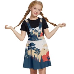 Summer Lake Forest Sunset Deer Water Kids  Apron Dress by Grandong