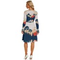 Summer Lake Forest Sunset Deer Water Long Sleeve Dress With Pocket View4