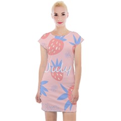 July Summer Strawberry Pink Berry Cap Sleeve Bodycon Dress by Grandong