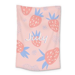 July Summer Strawberry Pink Berry Small Tapestry