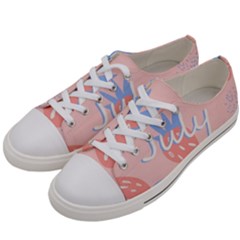 July Summer Strawberry Pink Berry Men s Low Top Canvas Sneakers by Grandong